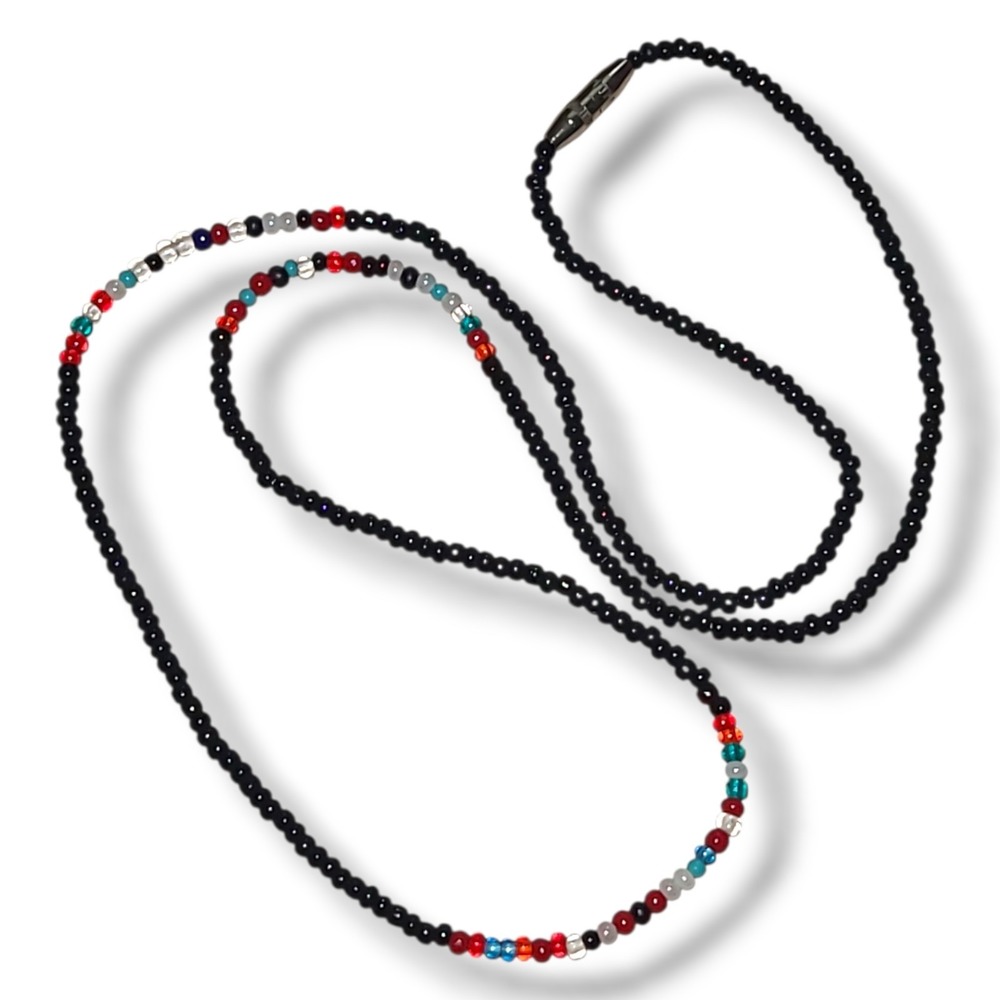 Vintage‎ '90S Y2K Multicolor Glass Seed Bead Single Strand Necklace 18"